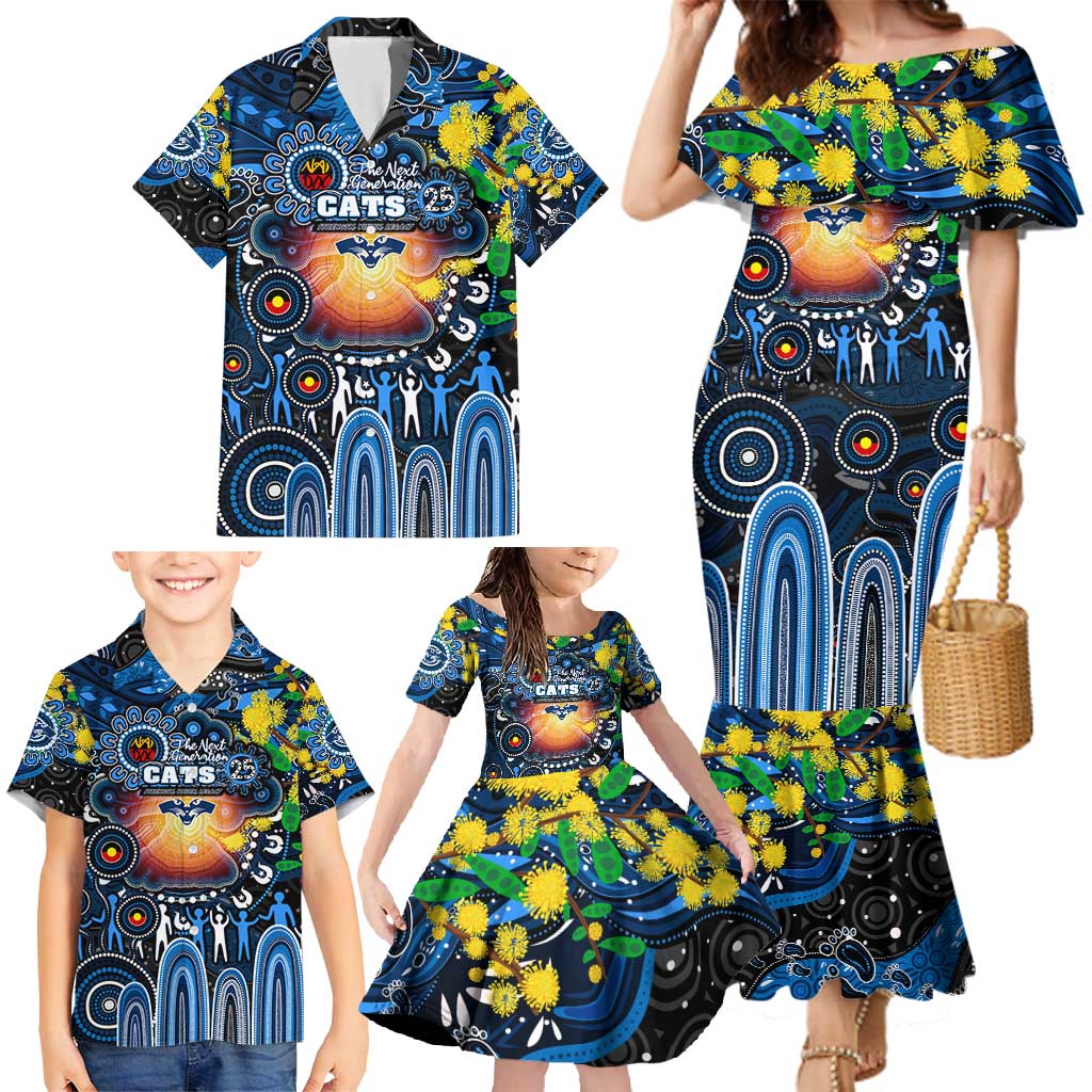Personalised NAIDOC Week 2025 Cats Football Family Matching Mermaid Dress and Hawaiian Shirt Aboriginal Dot Painting