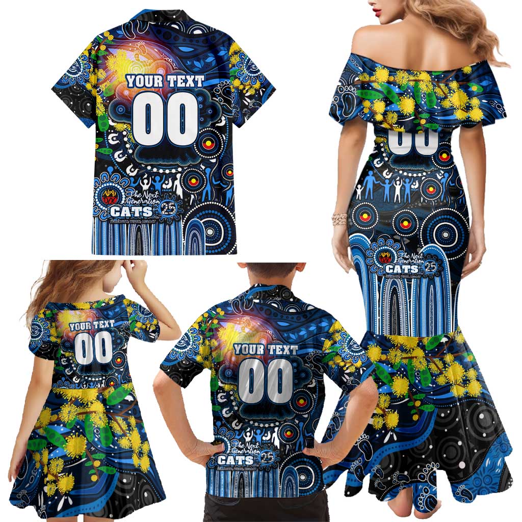Personalised NAIDOC Week 2025 Cats Football Family Matching Mermaid Dress and Hawaiian Shirt Aboriginal Dot Painting