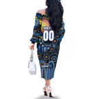 Personalised NAIDOC Week 2025 Cats Football Family Matching Off The Shoulder Long Sleeve Dress and Hawaiian Shirt Aboriginal Dot Painting