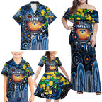 Personalised NAIDOC Week 2025 Cats Football Family Matching Off Shoulder Maxi Dress and Hawaiian Shirt Aboriginal Dot Painting
