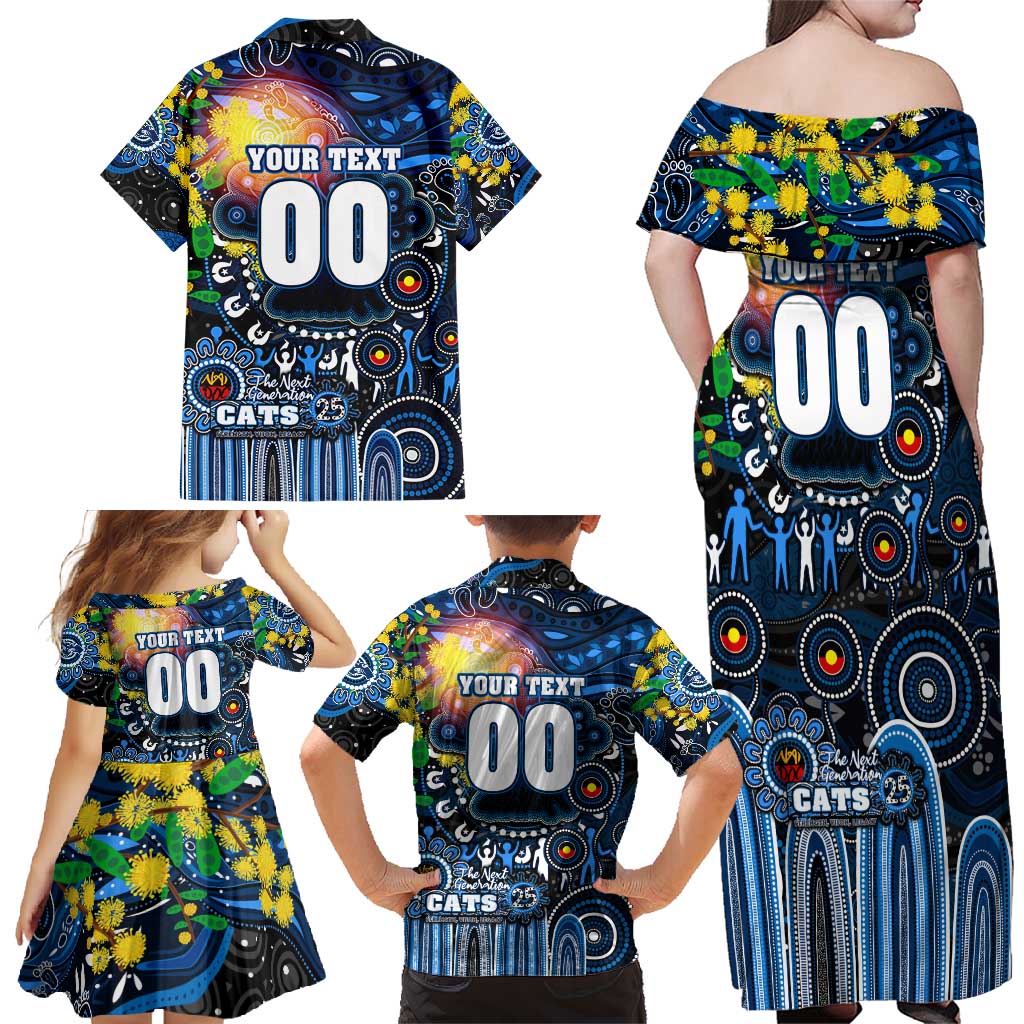 Personalised NAIDOC Week 2025 Cats Football Family Matching Off Shoulder Maxi Dress and Hawaiian Shirt Aboriginal Dot Painting