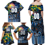 Personalised NAIDOC Week 2025 Cats Football Family Matching Off Shoulder Maxi Dress and Hawaiian Shirt Aboriginal Dot Painting
