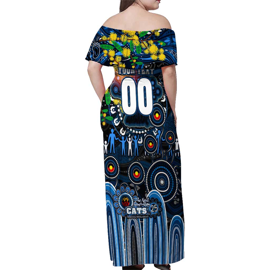 Personalised NAIDOC Week 2025 Cats Football Family Matching Off Shoulder Maxi Dress and Hawaiian Shirt Aboriginal Dot Painting
