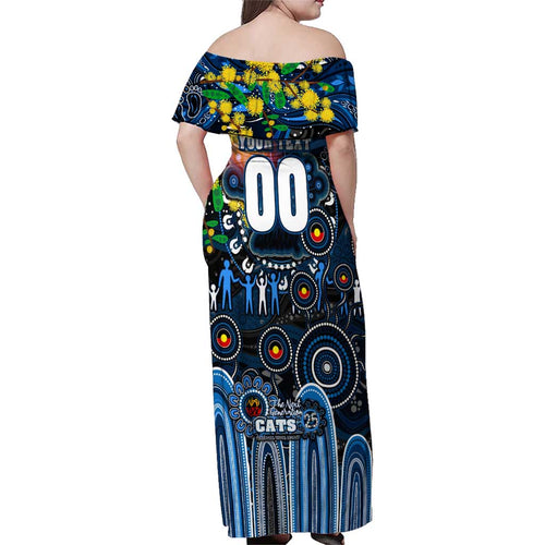 Personalised NAIDOC Week 2025 Cats Football Family Matching Off Shoulder Maxi Dress and Hawaiian Shirt Aboriginal Dot Painting