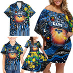 Personalised NAIDOC Week 2025 Cats Football Family Matching Off Shoulder Short Dress and Hawaiian Shirt Aboriginal Dot Painting