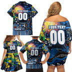 Personalised NAIDOC Week 2025 Cats Football Family Matching Off Shoulder Short Dress and Hawaiian Shirt Aboriginal Dot Painting