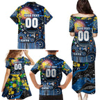 Personalised NAIDOC Week 2025 Cats Football Family Matching Puletasi and Hawaiian Shirt Aboriginal Dot Painting