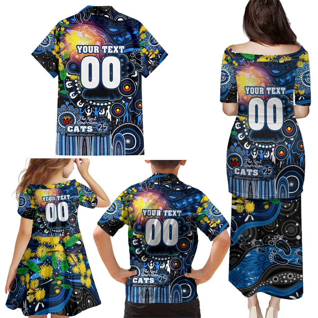 Personalised NAIDOC Week 2025 Cats Football Family Matching Puletasi and Hawaiian Shirt Aboriginal Dot Painting
