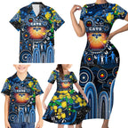 Personalised NAIDOC Week 2025 Cats Football Family Matching Short Sleeve Bodycon Dress and Hawaiian Shirt Aboriginal Dot Painting