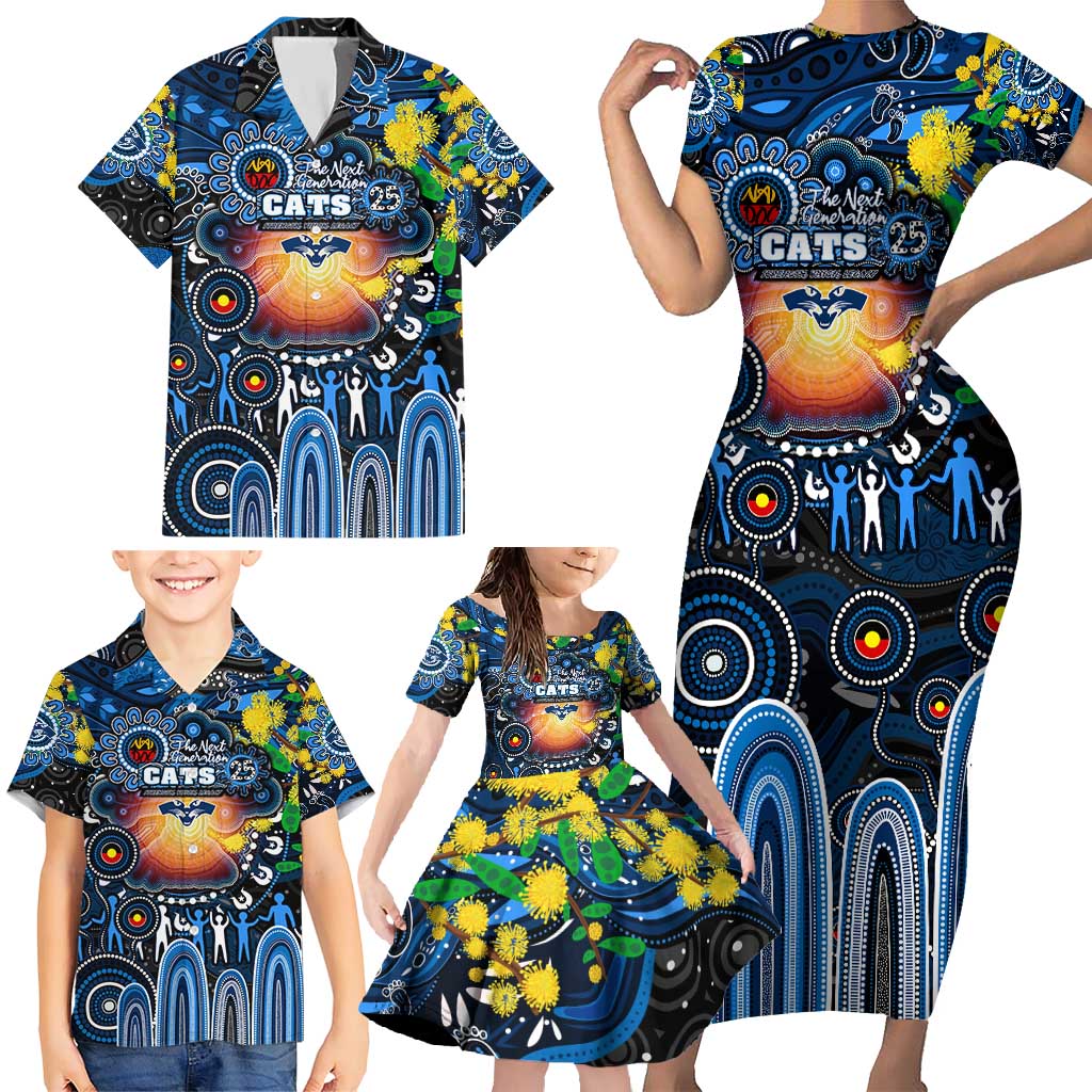 Personalised NAIDOC Week 2025 Cats Football Family Matching Short Sleeve Bodycon Dress and Hawaiian Shirt Aboriginal Dot Painting