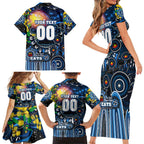 Personalised NAIDOC Week 2025 Cats Football Family Matching Short Sleeve Bodycon Dress and Hawaiian Shirt Aboriginal Dot Painting