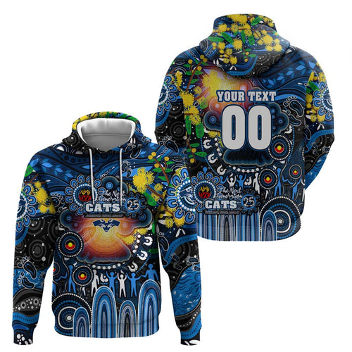 Personalised NAIDOC Week 2025 Cats Football Hoodie Aboriginal Dot Painting