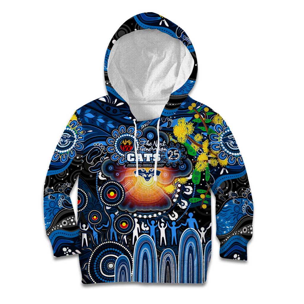 Personalised NAIDOC Week 2025 Cats Football Kid Hoodie Aboriginal Dot Painting
