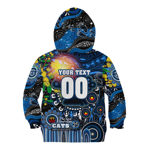 Personalised NAIDOC Week 2025 Cats Football Kid Hoodie Aboriginal Dot Painting