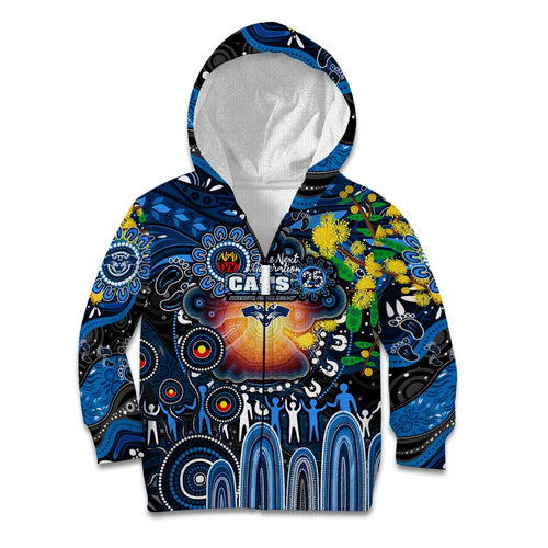 Personalised NAIDOC Week 2025 Cats Football Kid Hoodie Aboriginal Dot Painting