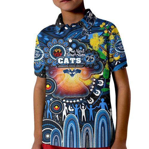 Personalised NAIDOC Week 2025 Cats Football Kid Polo Shirt Aboriginal Dot Painting