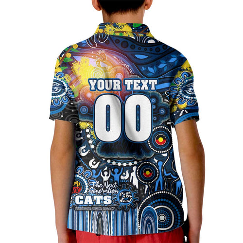 Personalised NAIDOC Week 2025 Cats Football Kid Polo Shirt Aboriginal Dot Painting