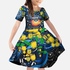 Personalised NAIDOC Week 2025 Cats Football Kid Short Sleeve Dress Aboriginal Dot Painting