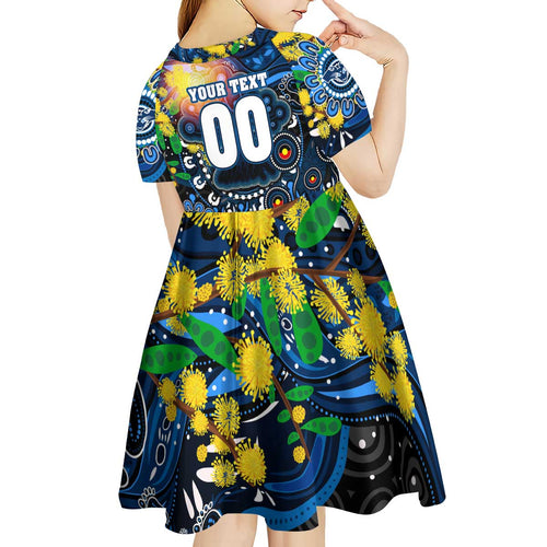 Personalised NAIDOC Week 2025 Cats Football Kid Short Sleeve Dress Aboriginal Dot Painting