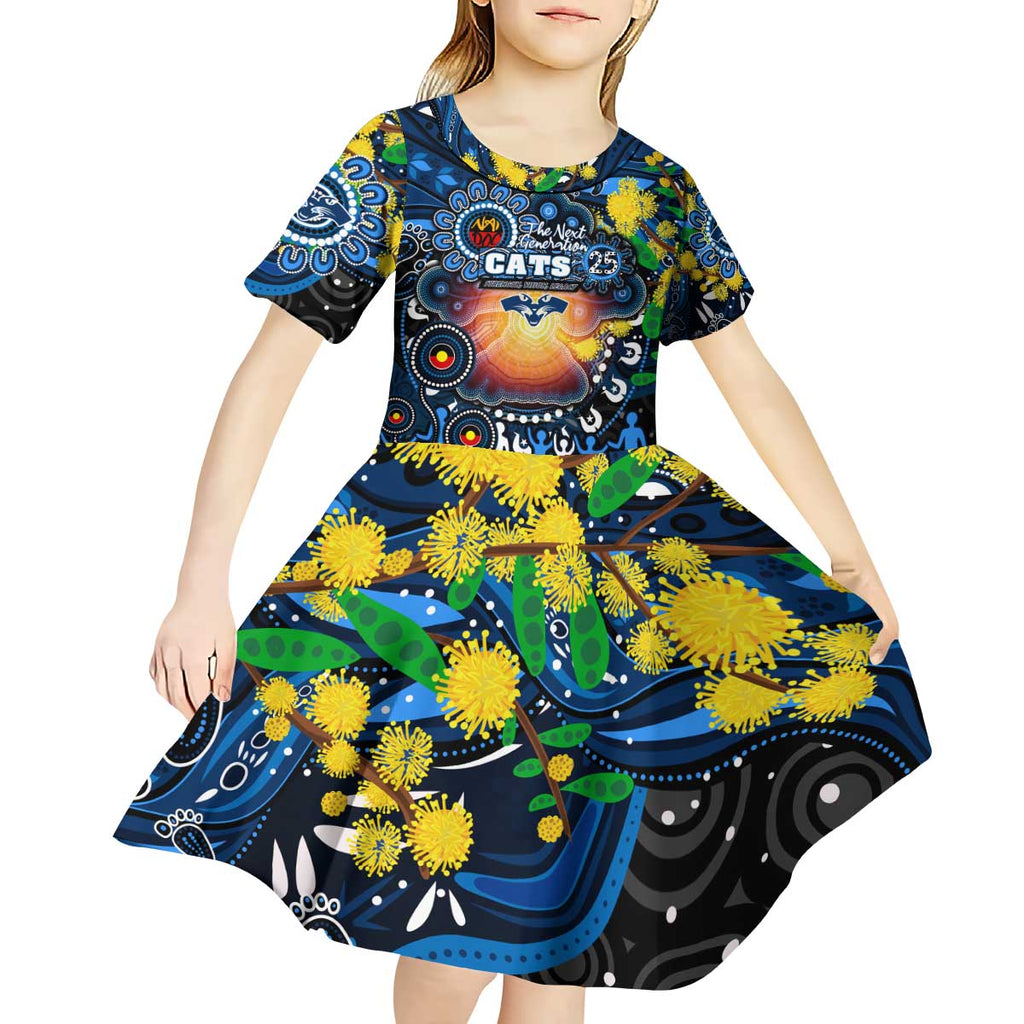 Personalised NAIDOC Week 2025 Cats Football Kid Short Sleeve Dress Aboriginal Dot Painting