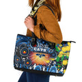 NAIDOC Week 2025 Cats Football Leather Tote Bag Aboriginal Dot Painting