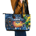 NAIDOC Week 2025 Cats Football Leather Tote Bag Aboriginal Dot Painting