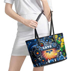 NAIDOC Week 2025 Cats Football Leather Tote Bag Aboriginal Dot Painting