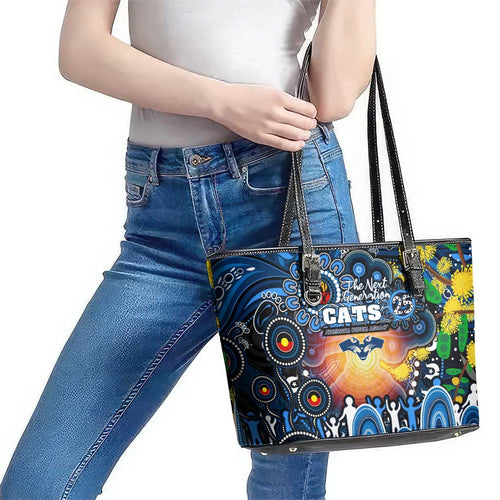 NAIDOC Week 2025 Cats Football Leather Tote Bag Aboriginal Dot Painting