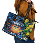 NAIDOC Week 2025 Cats Football Leather Tote Bag Aboriginal Dot Painting