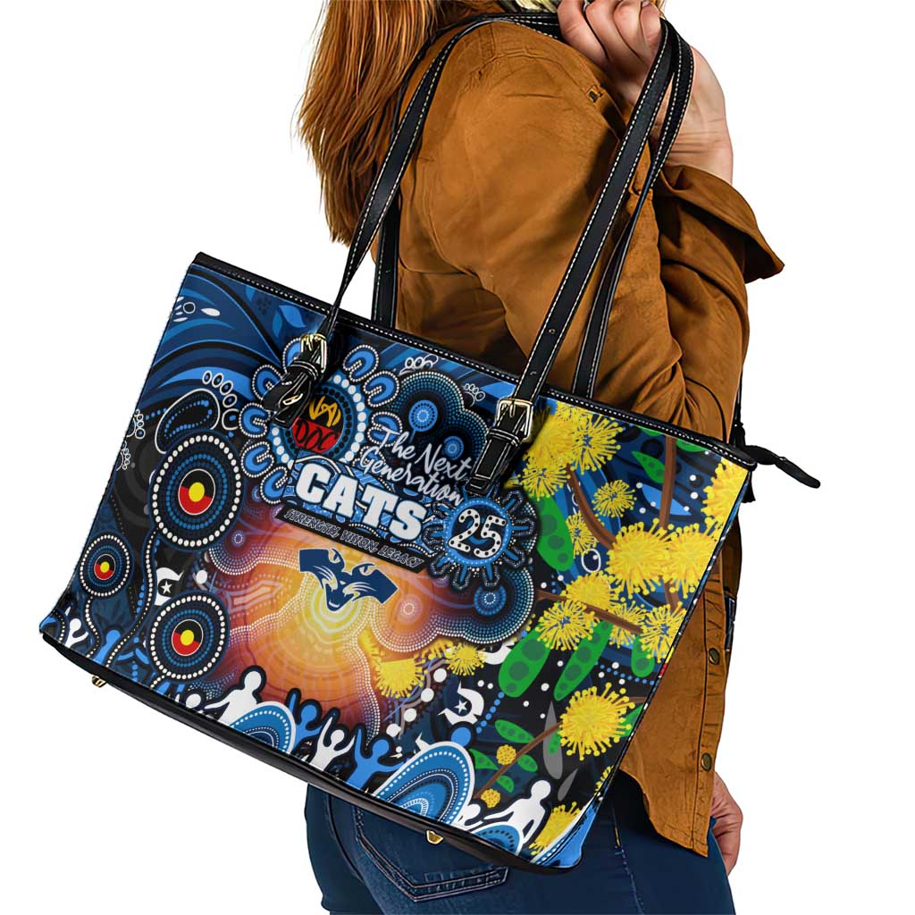 NAIDOC Week 2025 Cats Football Leather Tote Bag Aboriginal Dot Painting