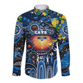 Personalised NAIDOC Week 2025 Cats Football Long Sleeve Button Shirt Aboriginal Dot Painting
