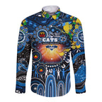 Personalised NAIDOC Week 2025 Cats Football Long Sleeve Button Shirt Aboriginal Dot Painting