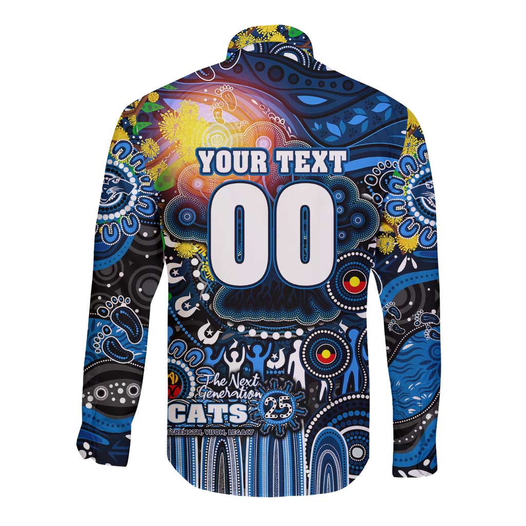 Personalised NAIDOC Week 2025 Cats Football Long Sleeve Button Shirt Aboriginal Dot Painting