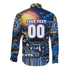 Personalised NAIDOC Week 2025 Cats Football Long Sleeve Button Shirt Aboriginal Dot Painting