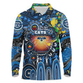 Personalised NAIDOC Week 2025 Cats Football Long Sleeve Polo Shirt Aboriginal Dot Painting