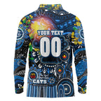 Personalised NAIDOC Week 2025 Cats Football Long Sleeve Polo Shirt Aboriginal Dot Painting