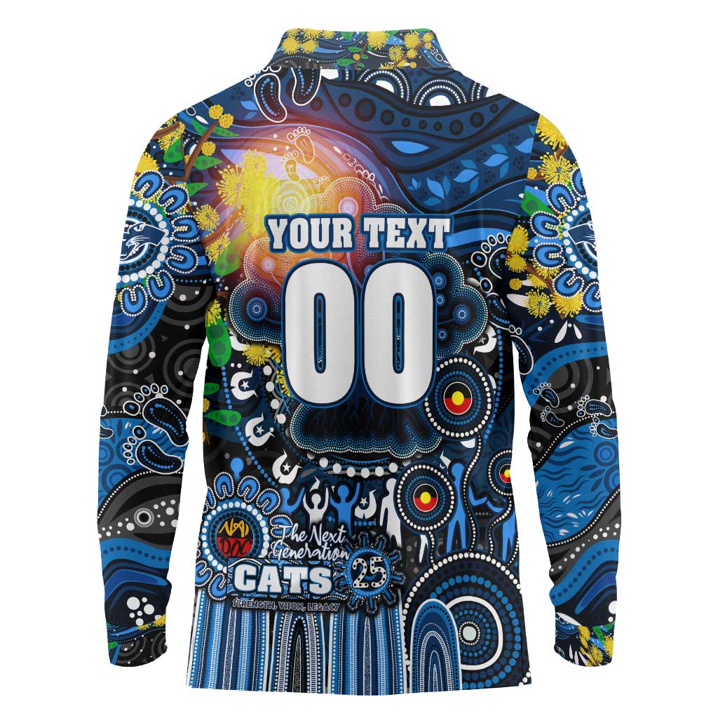 Personalised NAIDOC Week 2025 Cats Football Long Sleeve Polo Shirt Aboriginal Dot Painting