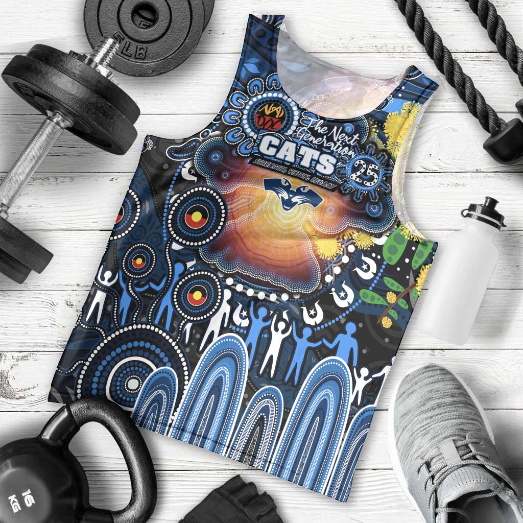 Personalised NAIDOC Week 2025 Cats Football Men Tank Top Aboriginal Dot Painting
