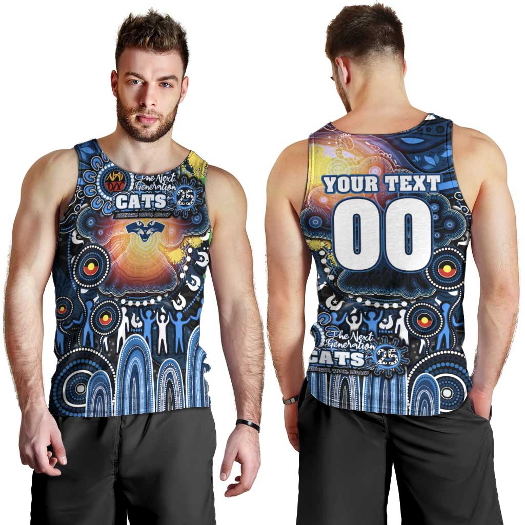 Personalised NAIDOC Week 2025 Cats Football Men Tank Top Aboriginal Dot Painting