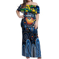 Personalised NAIDOC Week 2025 Cats Football Off Shoulder Maxi Dress Aboriginal Dot Painting