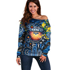 Personalised NAIDOC Week 2025 Cats Football Off Shoulder Sweater Aboriginal Dot Painting