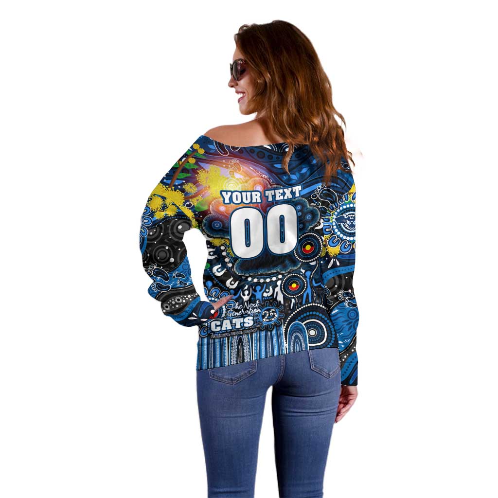 Personalised NAIDOC Week 2025 Cats Football Off Shoulder Sweater Aboriginal Dot Painting