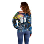 Personalised NAIDOC Week 2025 Cats Football Off Shoulder Sweater Aboriginal Dot Painting