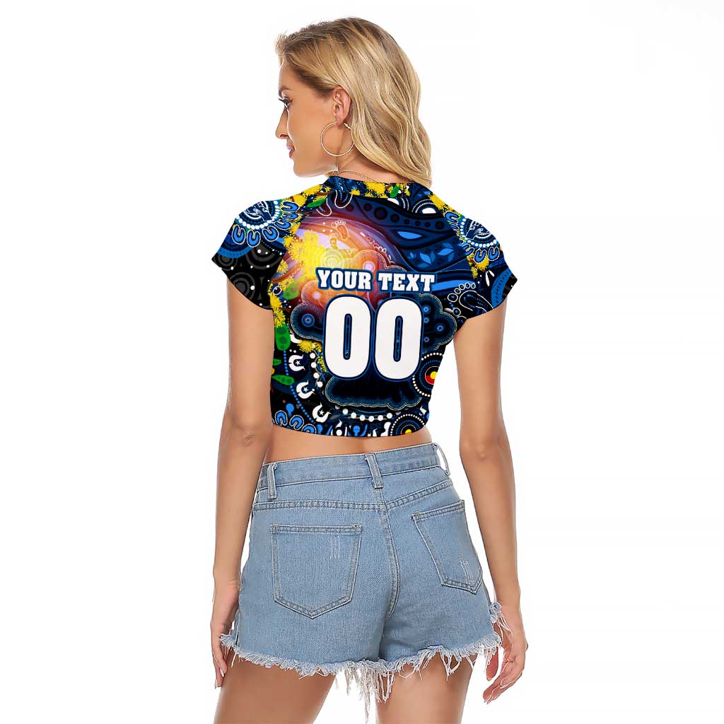 Personalised NAIDOC Week 2025 Cats Football Raglan Cropped T Shirt Aboriginal Dot Painting