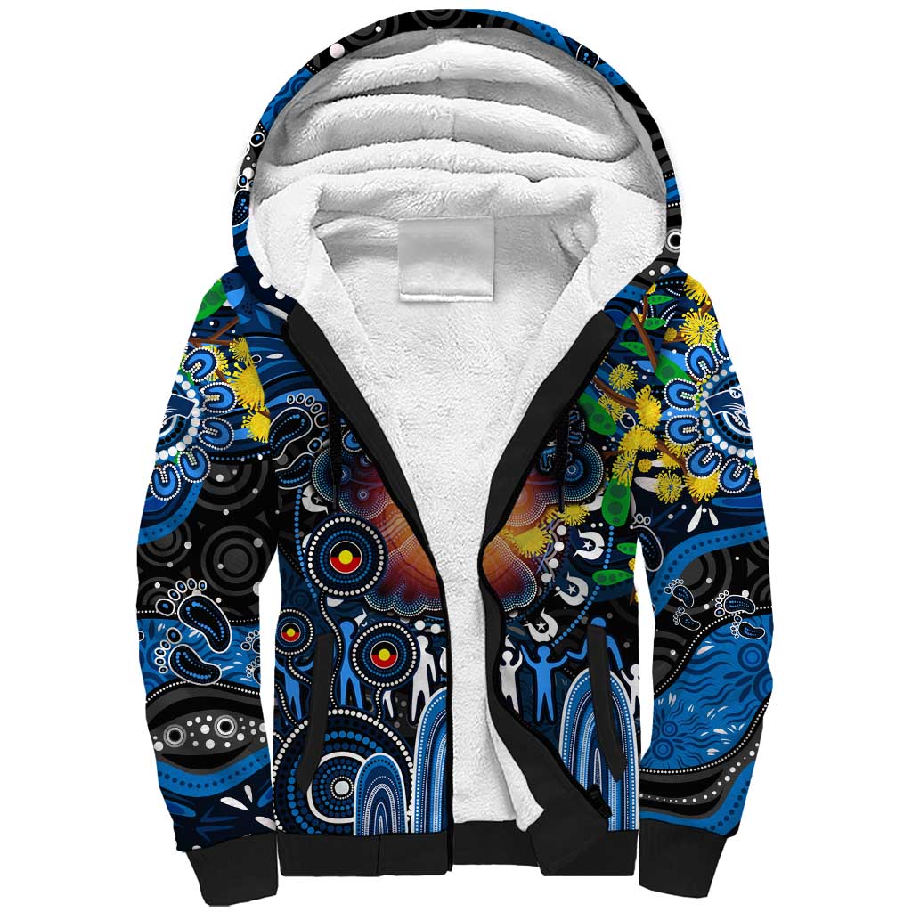 Personalised NAIDOC Week 2025 Cats Football Sherpa Hoodie Aboriginal Dot Painting