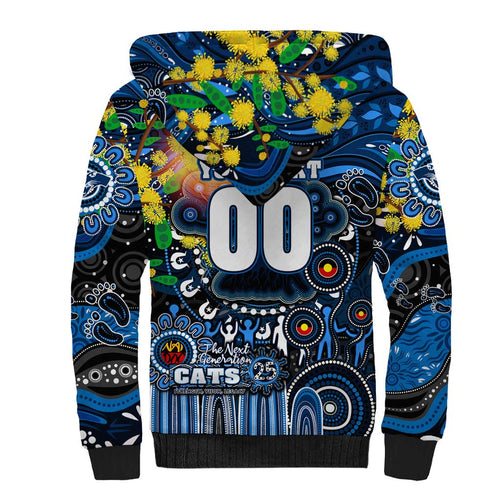 Personalised NAIDOC Week 2025 Cats Football Sherpa Hoodie Aboriginal Dot Painting