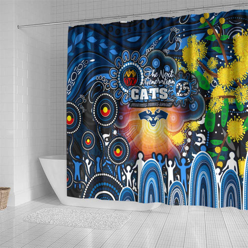 NAIDOC Week 2025 Cats Football Shower Curtain Aboriginal Dot Painting