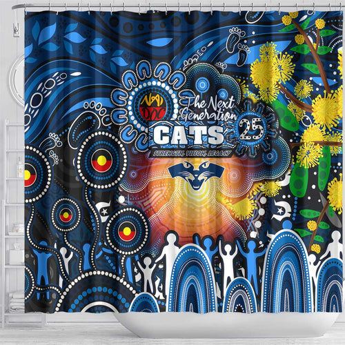 NAIDOC Week 2025 Cats Football Shower Curtain Aboriginal Dot Painting