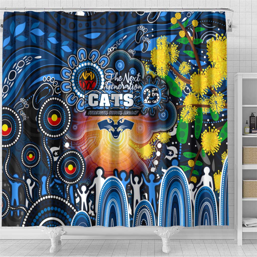 NAIDOC Week 2025 Cats Football Shower Curtain Aboriginal Dot Painting