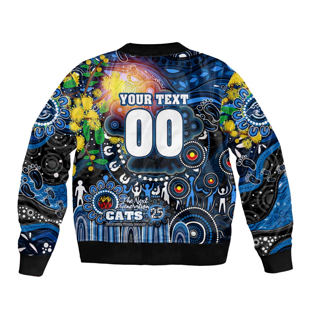 Personalised NAIDOC Week 2025 Cats Football Sleeve Zip Bomber Jacket Aboriginal Dot Painting